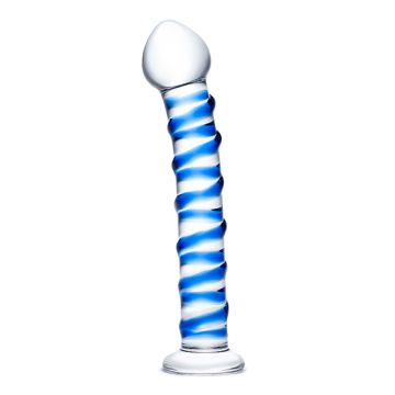 Glas - Blue Spiral Glazen Dildo*