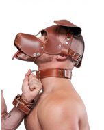 Mister B Leather Collar Stitched - Brown