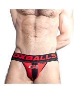 Oxjok Fisterjock Rubber Fist Jockstrap - Zwart/rood voorkant